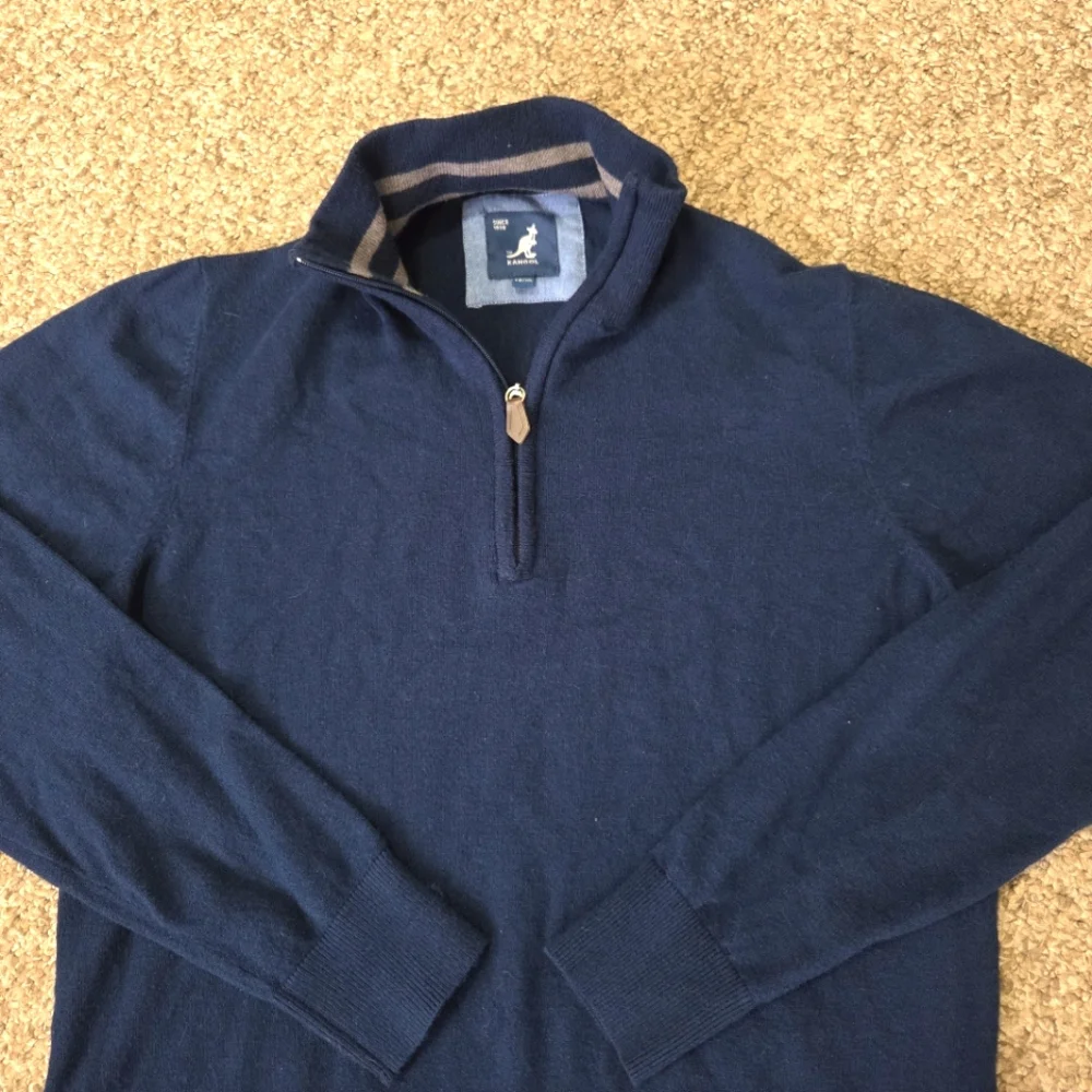 Kangol 1/4 Zip Sweater Men's Premium‎ Super Soft Viscose Poly Nylon XL NAVY